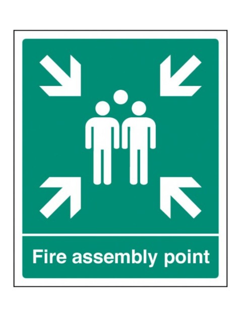 Fire assembly point safety sign in Self Adhesive Vinyl -  2 Sizes 